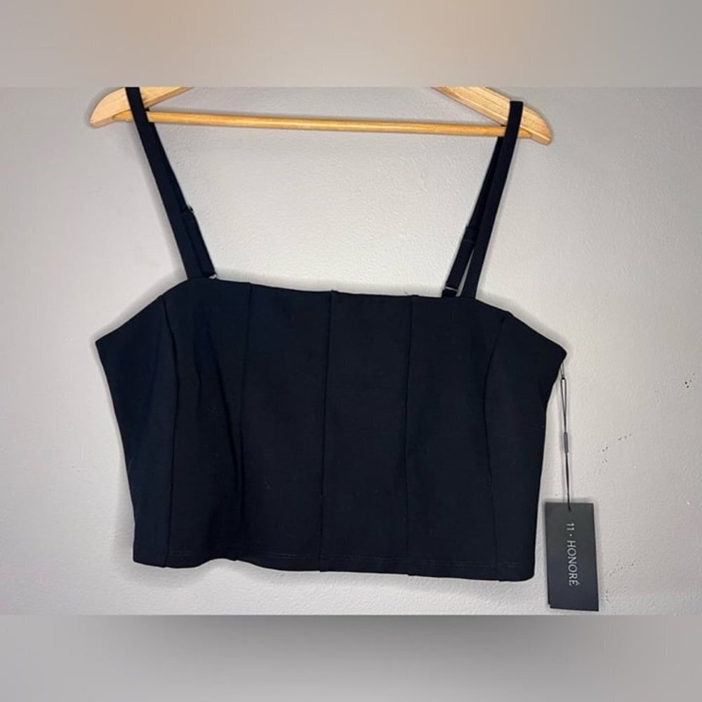 11 Honore Corset Spaghetti Strap Tank Crop Top Black in Plus-Size Size 2 (18/20)